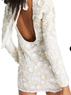 ASOS Ivory 3D Floral Mini Dress